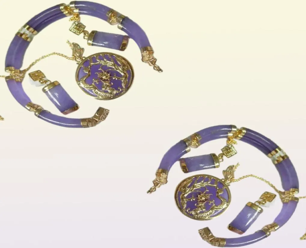 Boucles de bracelet de bracelet de fortune en or de jade violet