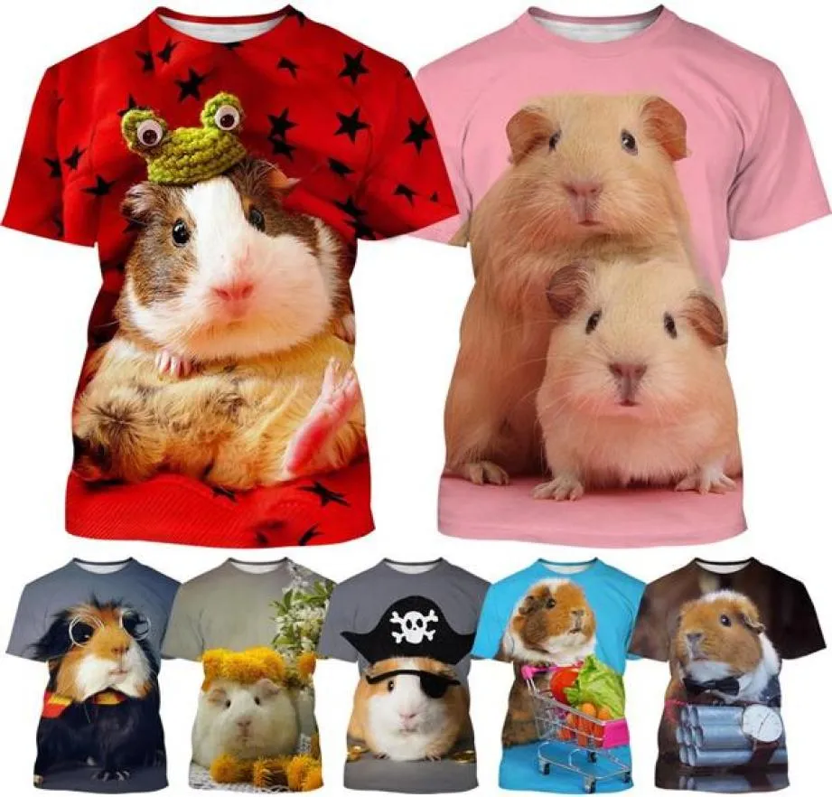 Men039s TShirts Summer Fashion Animals 3d Printing Cute Guinea Pig Pattern Men39s Women39s Children39s Breathable Lig7845201