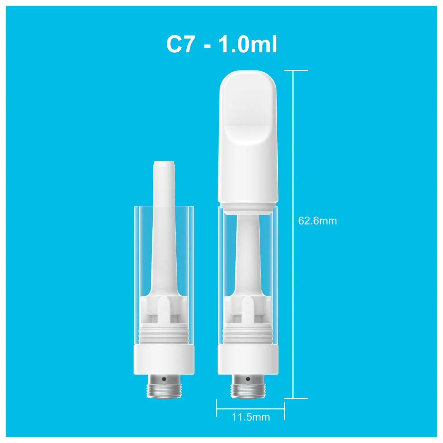 Fábrica Vender C7 0.5ml 1.0ml 2.0ml 510 Atomizadores de carro de hilo Tanque de vidrio de cerámica 1G 2 gramos Cartuchos vacíos Carts de aceite grueso Vaporizador de lápiz Dabul