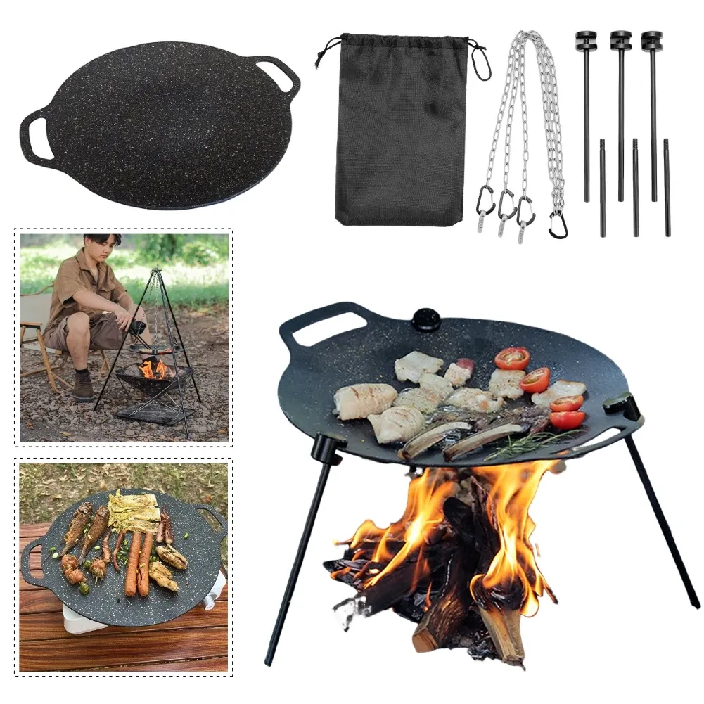 Grills 36 cm de churrasqueira antiaderente pan coreana churrasqueira churrasqueira churrasqueira panela ao ar livre camping bakeware stone finge placa