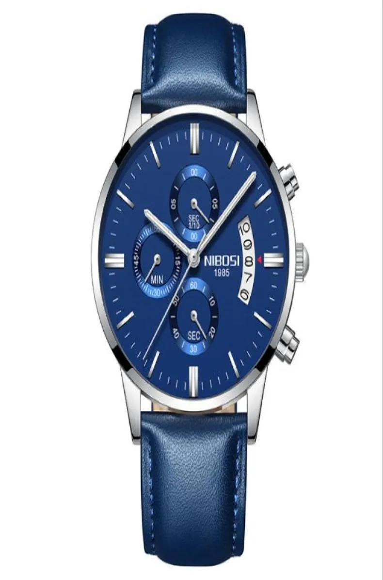 Nibosi Brand Quartz Chronograph Excellent Mens Watchs Band en acier inoxydable Montre Luminal Date Life étanche élégant Man Wristw8383667