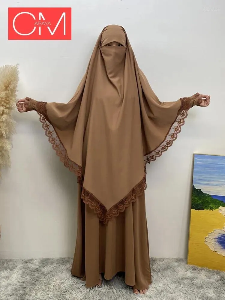 Vêtements ethniques Abayas de mode Ramadan pour femmes Hijab Dress Ensemble Femme Musulmane modeste robe Khimar Dubai Islam Turkey Kaftan Muslim