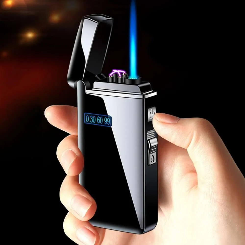 Hot Selling Dual Purpose Gas Unfilled Electricity Cigarette Torch Lighter Double Arc Electric Lighter Usb Rechargeable