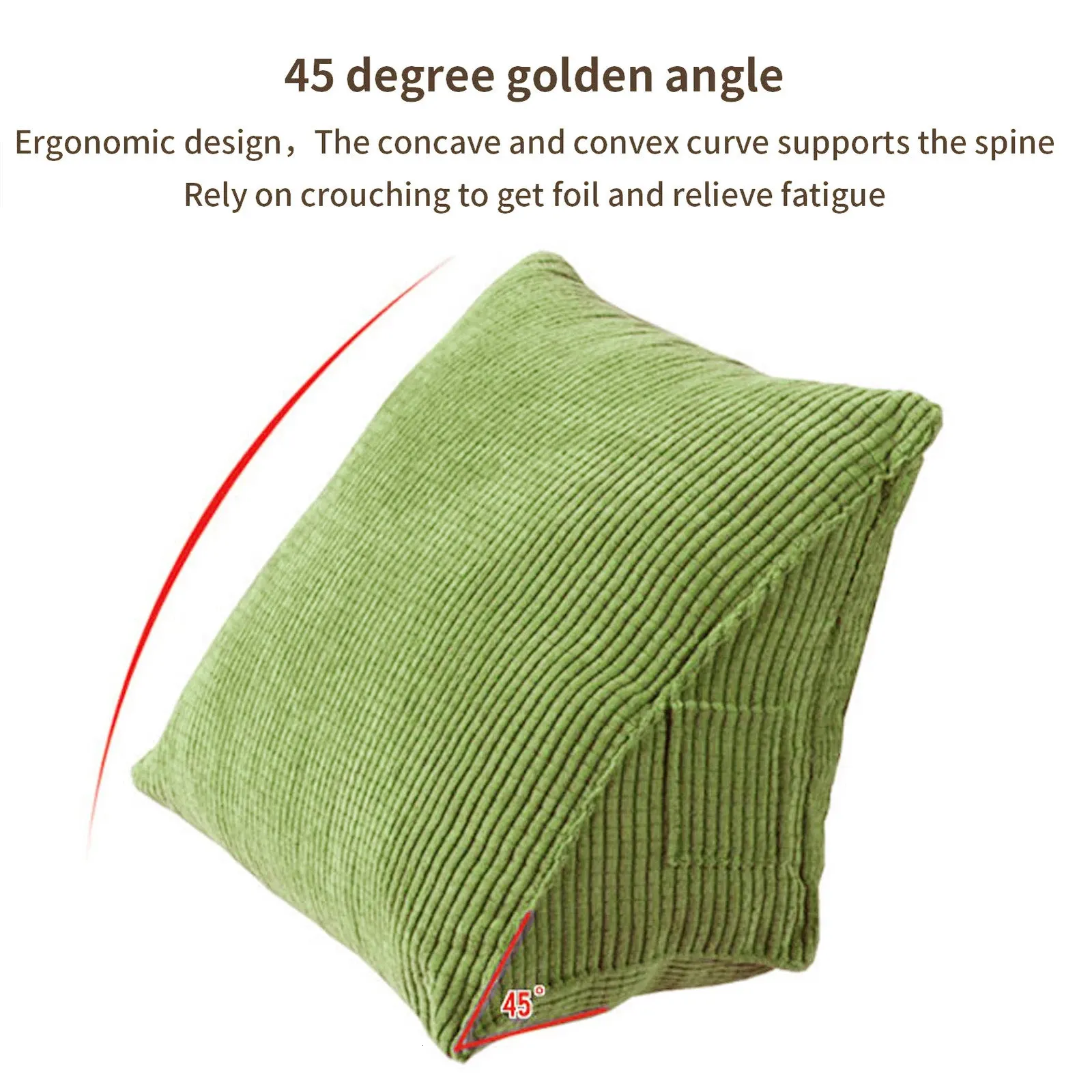 Triangulär ryggstödkudde Corduroy Wedge Soft Reading Candy Color Positioning Support Cushion Office Home Soffa Decor 240508