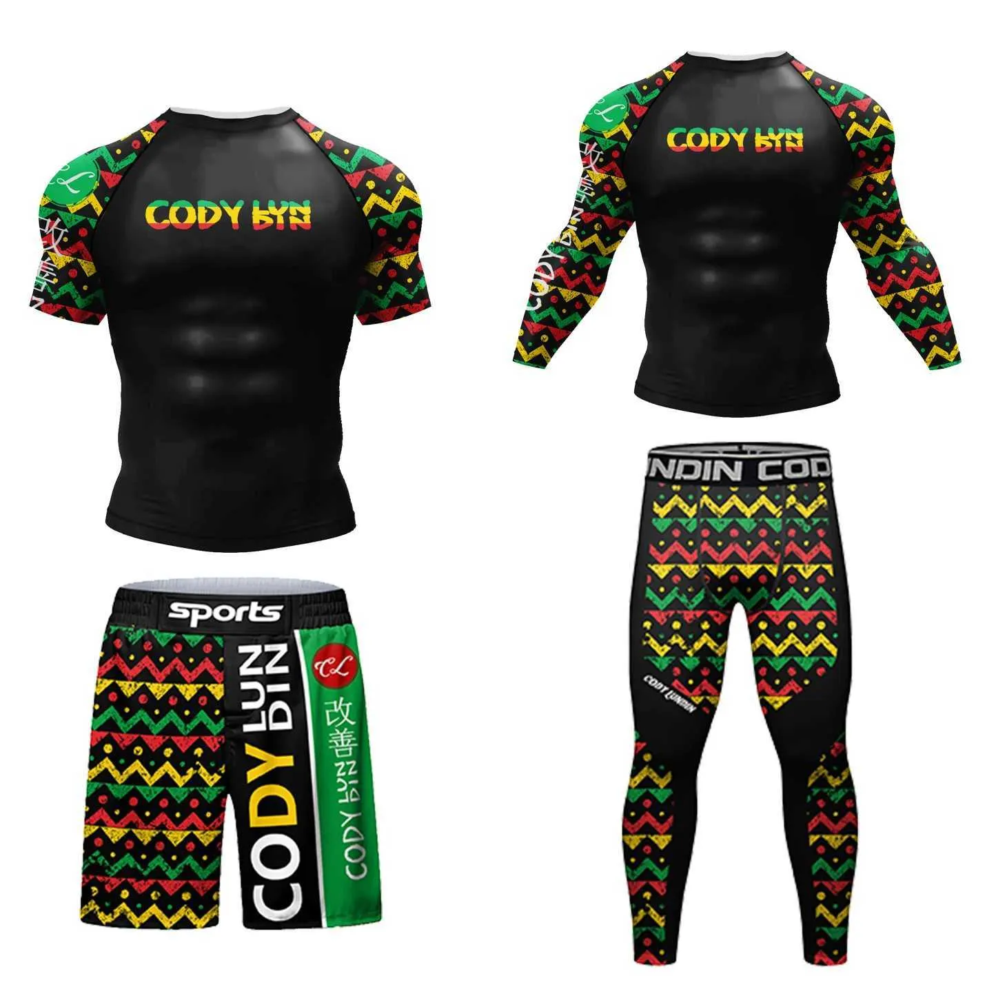 DHgate Mens Compression Sportswear Set Cody Lundin Fitness Long Sleeved Bjj Rush Gym Wear Apparel