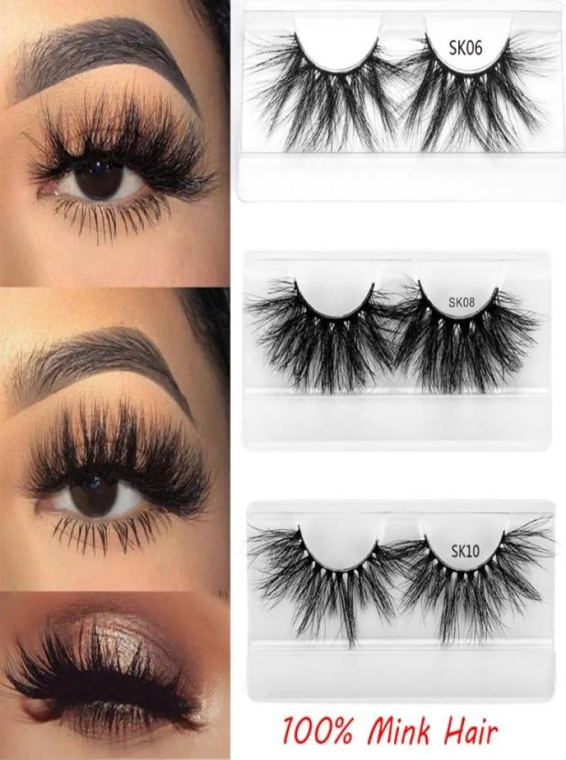 Ny stil 3d 25mm 100 mink hår falska ögonfransar dramtiska långa wispies fluffiga handgjorda fulla remsor lash förlängning makeup verktyg7993366