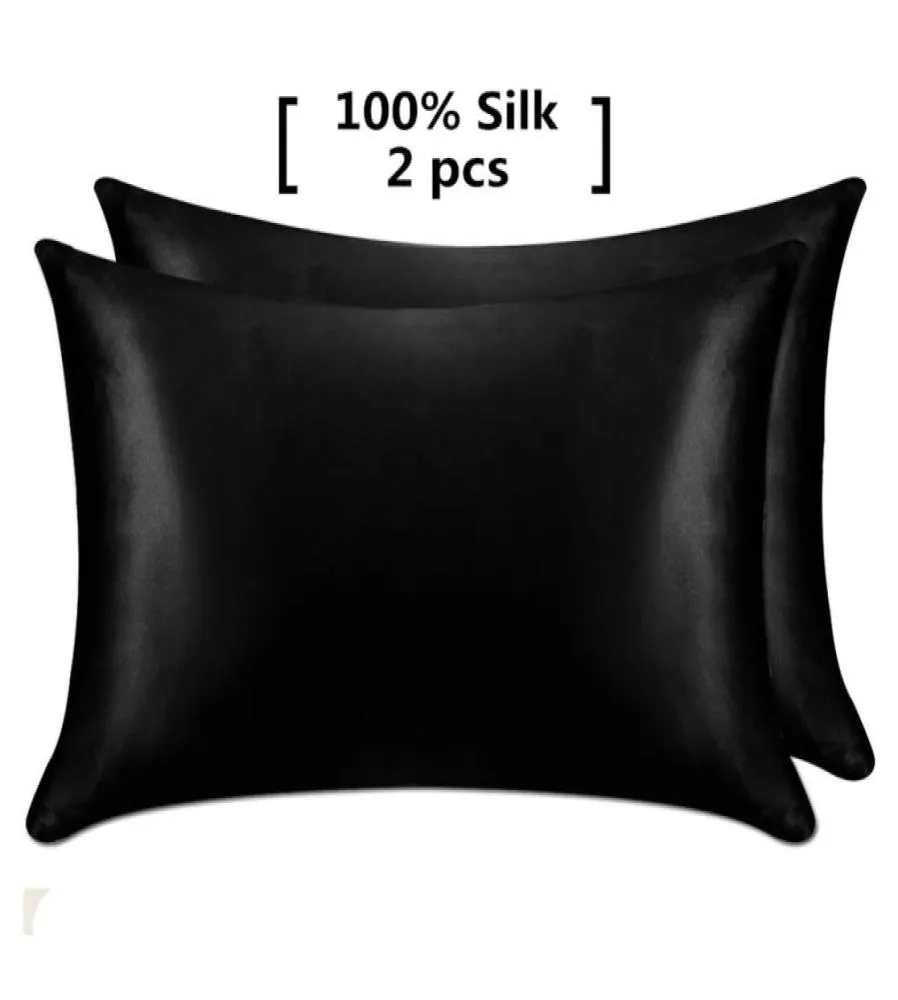 1 쌍 100 Mulberry Silk Billowcase Hidden Zipper Nature Pillow Case Case For Healthy Standard Queen King 9715961