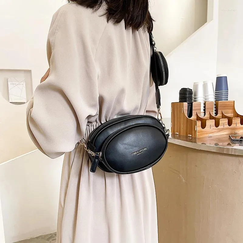 Bag Multi-Piece Small Round Women 2024Pu Korean Fashion Cute All-Match Girl Shoulder Casual Dating Shopper Lady Diagonal