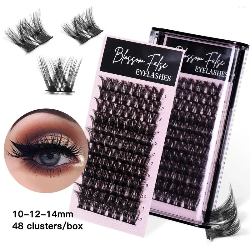 Faux cils 48clus / 1 boîte de vison packs extension naturelle C curl russia outils de maquillage de cluster de cils individuels Black