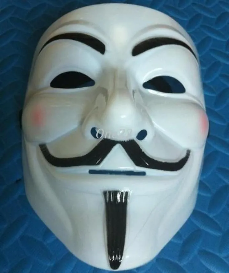 200pcslot fête Halloween Mask V pour Vendetta Guy Fawkes Party Face Masques Costume de film blanc et jaune Masque1491218