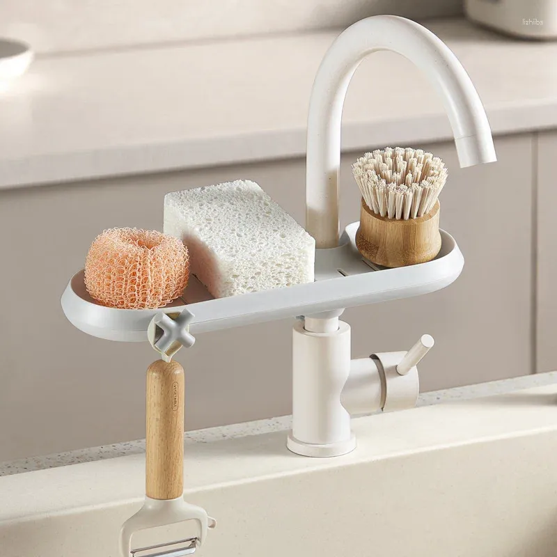 Kitchen Storage Faucet Buckle Type Rack Sorting Sponge Soap Cleaning Brush Drainage