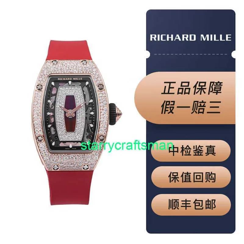 RM Luxury Watches mécanicales MINDE Mills Collection pour femmes RM07-01 New Snowflake Diamond 18K Rose Gold Set STGT