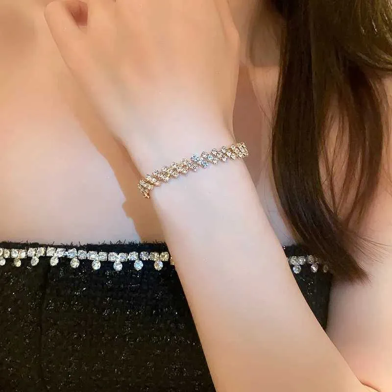 Adjustable Rhinestone Bangle Bracelet With Zircon For Women_voghion.com