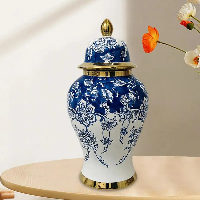 Opslagflessen Blue en Wit Porselein Jar Ornament Display Table Collection Ceramic Vase for Desk Slaap Room Party Office