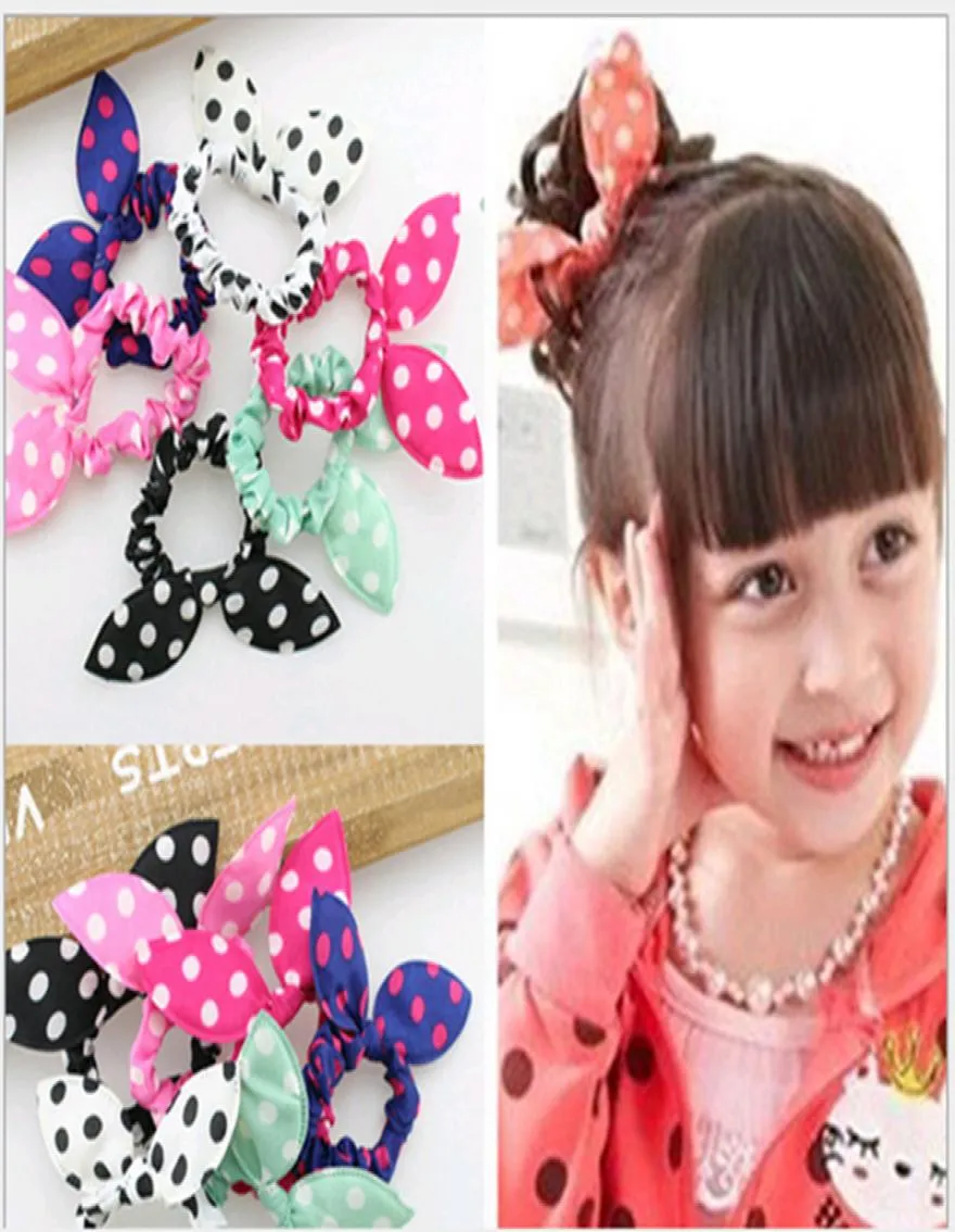 Mix Style Haar ornamenten Polka Dot konijnenoren Elastische haarbanden Girl Hoofdkleding Hoofdband Scrunchy Children Hair Tie Ring4102038