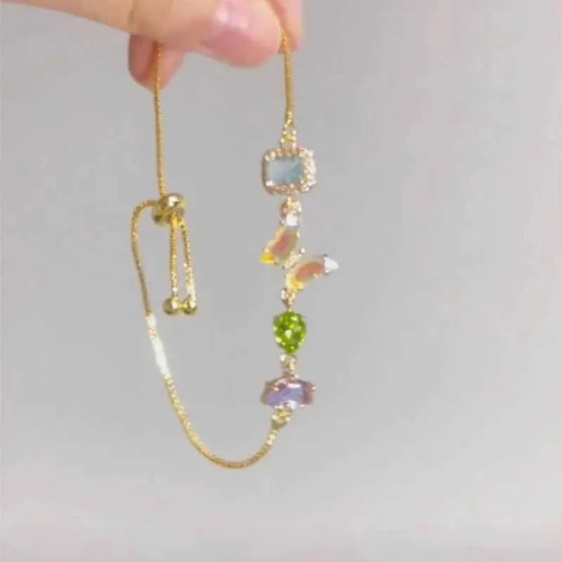 Bracciale farfalla regolabile con cristallo oro per donna_voghion.com