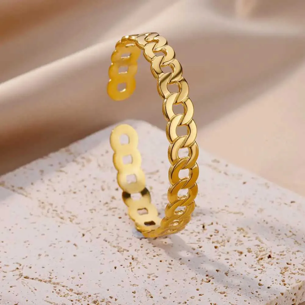 Charm Armbanden Roestvrijstalen Bangle Armband voor Vrouwen Meisjes Vergulde Opening Band Bangles Bruiloft Esthetiek_voghion.com