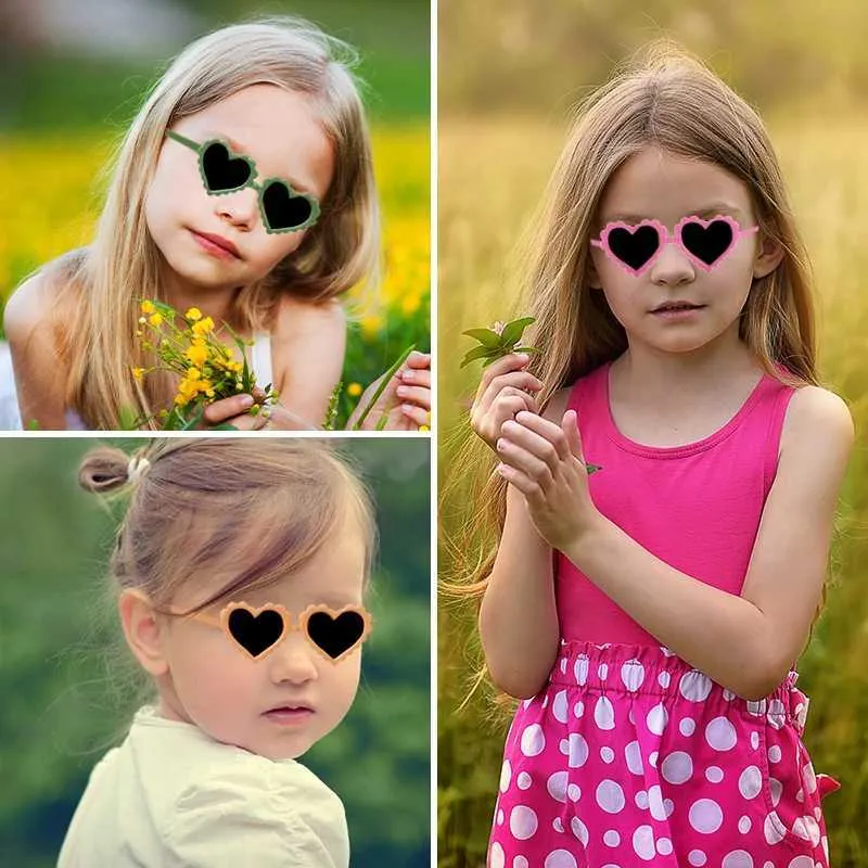 Okulary przeciwsłoneczne 2023 Dziewczyny Dziewczyny Śliczny kolor Poliparbonate Serce Kształt Vintage UV400 Okulary przeciwsłoneczne Ochrona mody Kids Polaryzowane okulary przeciwsłoneczne
