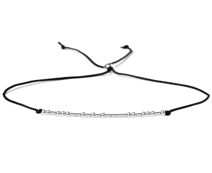 Morse code sterling zilver geweven verstelbare armband met infinity love gold crown star bedelarmband voor meisjes sieraden A307055296