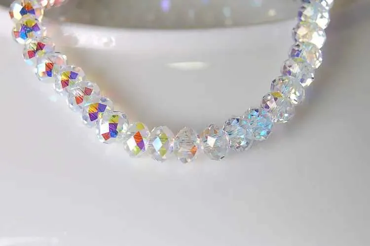 Perlen Und Kristall Armband Elastisch Weiß Schmal Glänzend_voghion.com