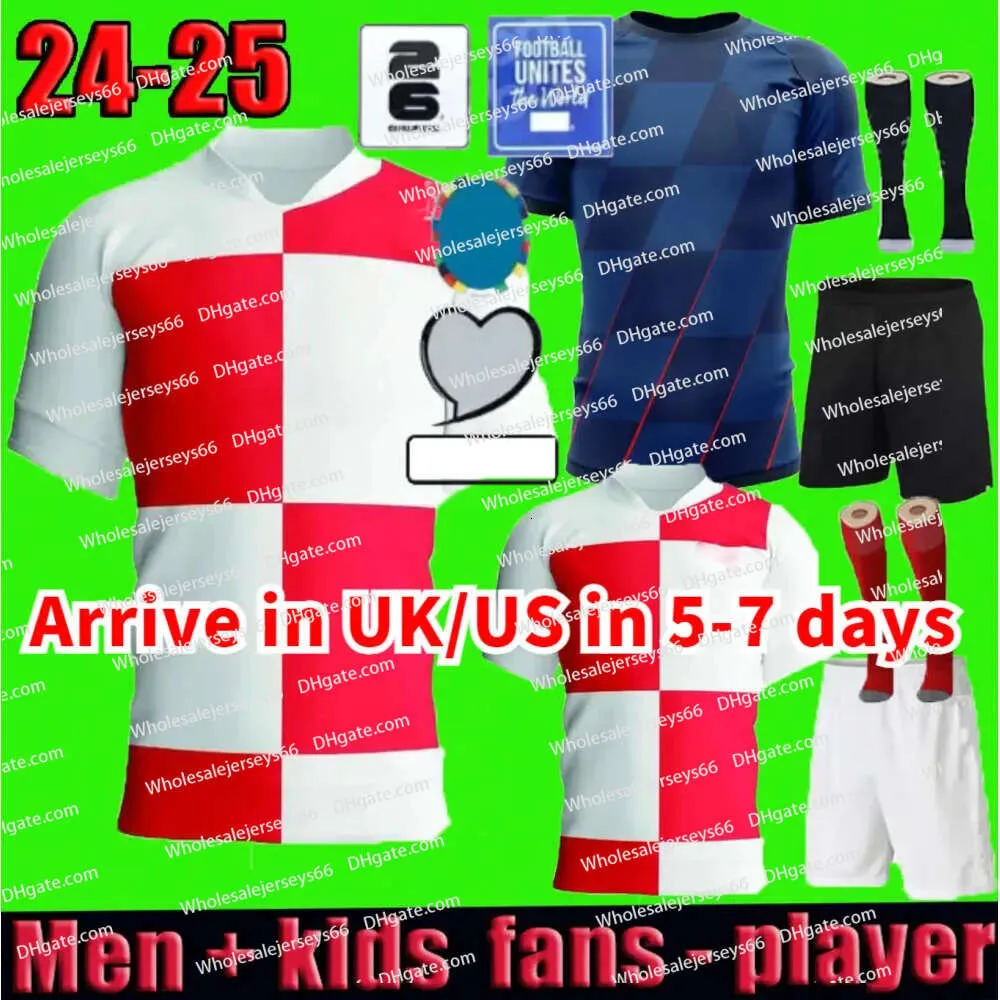 2025 Croacia Modric Soccer Jerseys устанавливает национальный мандзукик Perisic Kalinic 2024 Euro Cup Football Рубашка Kovacic Rakitic Kramaric Men Kids Kit Kit