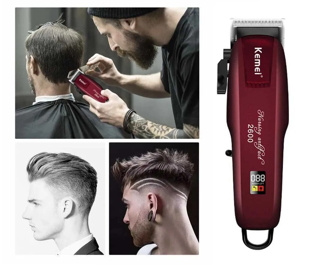 Trimmer des cheveux Kemei PG2600 Claign-coiffure réglable Clipper professionnel Barber Hair Trimm for Men Electric Beard Machine de coupe de cheveux RECHARAGE T240507