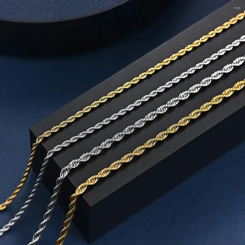 Kolye Kolyeleri 3/4/5mm Titanyum Çelik Twist Zinciri Tek Paslanmaz Takı 18K Altın Kaplama Kolye