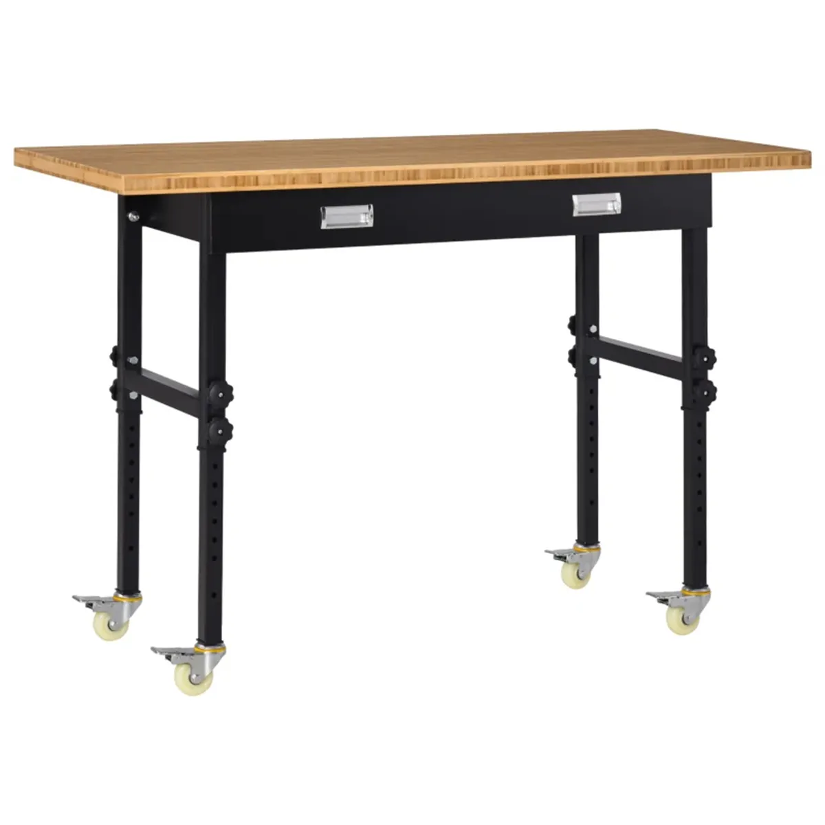 59 "Garage Arbetsbänk med låda och hjul, höjdjusterbara ben, bambu bordsskiva Workstation Tool Table