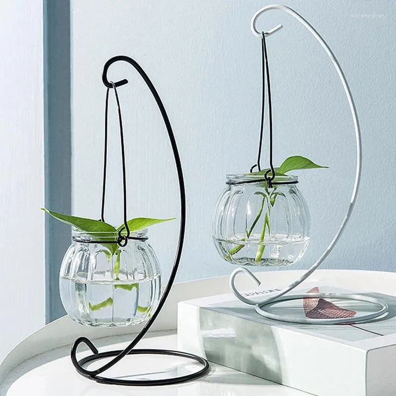 Vases créatives en verre suspendu vase de plante fleurie transparente support de casser