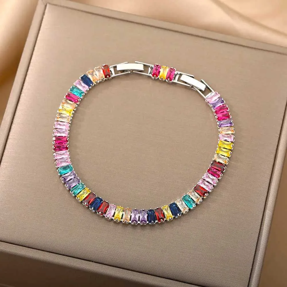 Bangle Filled Copper Cubic Zircon Adjustable Colorful Bracelets For Women Girls Rainbow Jewelry Best Birthday Party_voghion.com
