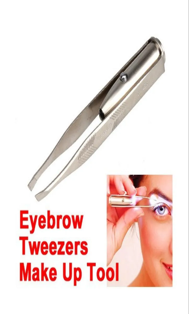 Make Up Led Light Eyelash Eyebrow Hair Removal Tweezer Face Hair Remover Stainless Steel Eyebrow Tweezers DLH0338456417