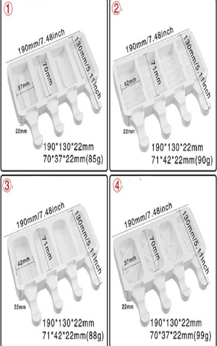 Silikon dondurma kalıpları lolly kalıplar araçlar popsicle yapımcı kekikle kalıp pop 4 hücreler gıda notu2180633