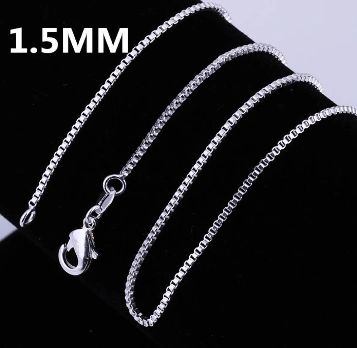 2020 NOUVELLE MENSON FEMMES Collier 10pcslot 925 Collier de chaîne de boîte en argent sterling 15 mm 16quot18quot20quot22quot244580243