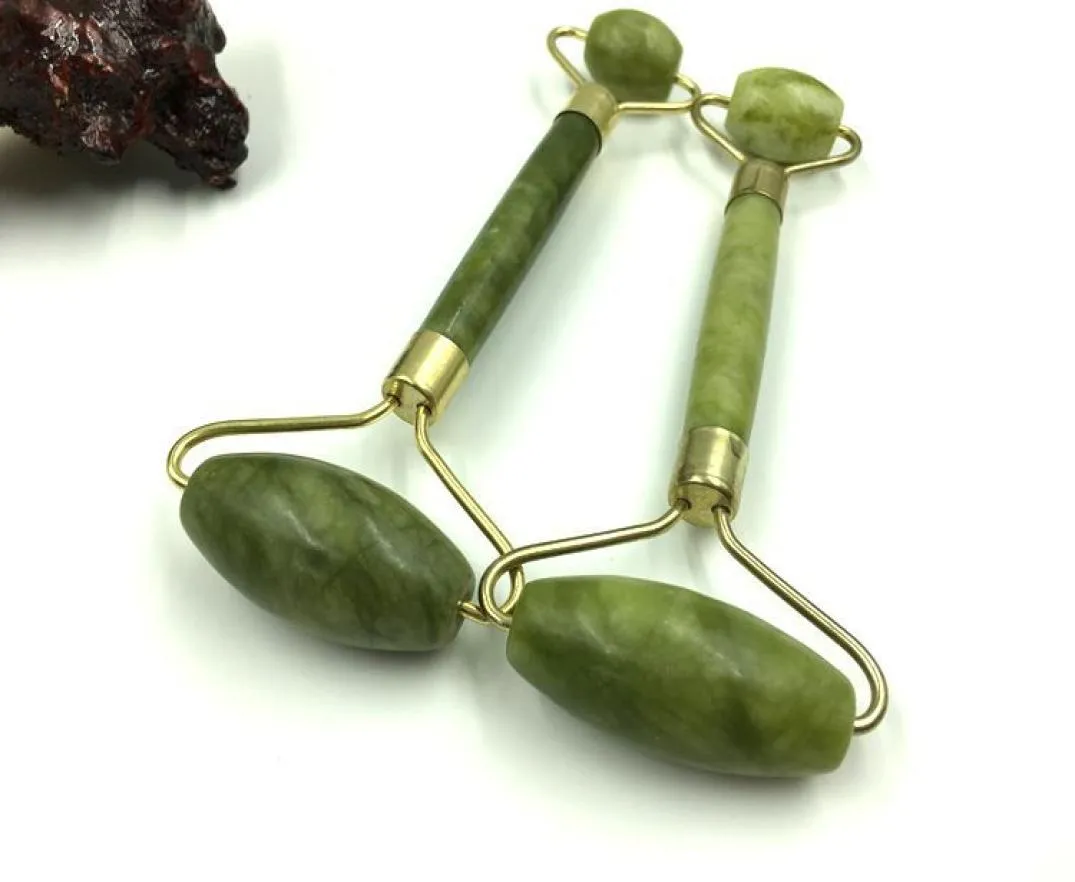 2019 Masaje facial Jade Roller Masaje de doble cabeza Massora de cuello Natural Jade Beauty Health Herramient