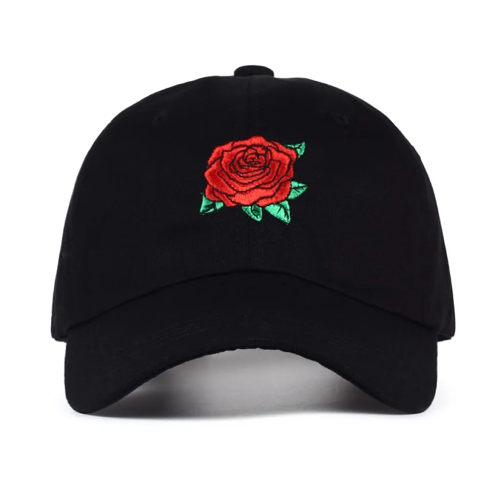 Fashion Rose Broidered Cotton Baseball Caps Solid Snapback Cap ajusté Dada Hat entier 2846359