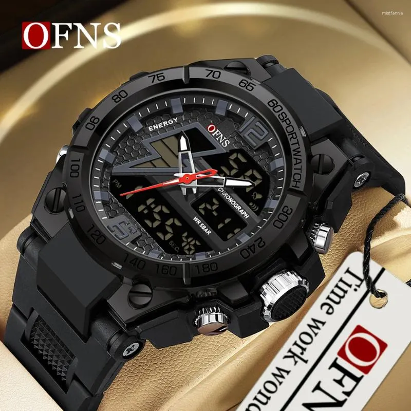 Wristwatches OFNS Top Brand Men's LED Digital Wrist Watches Military Waterproof Outdoor Sports Chronograph Electronic Analog Quartz Clock