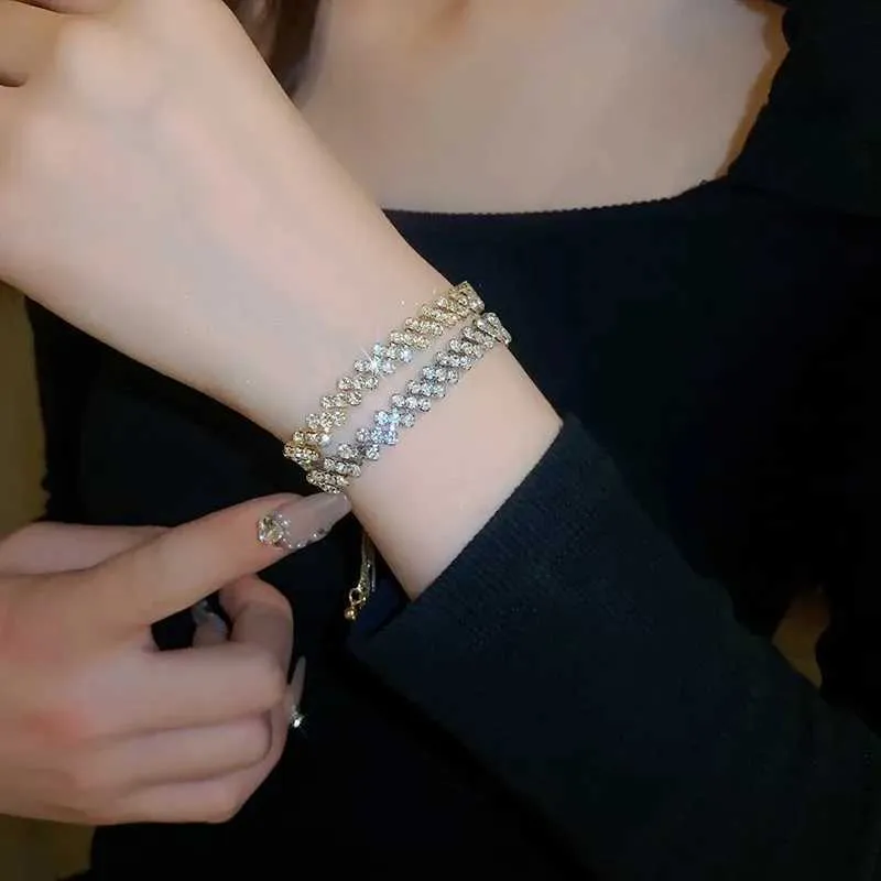 Adjustable Rhinestone Bangle Bracelet With Zircon For Women_voghion.com