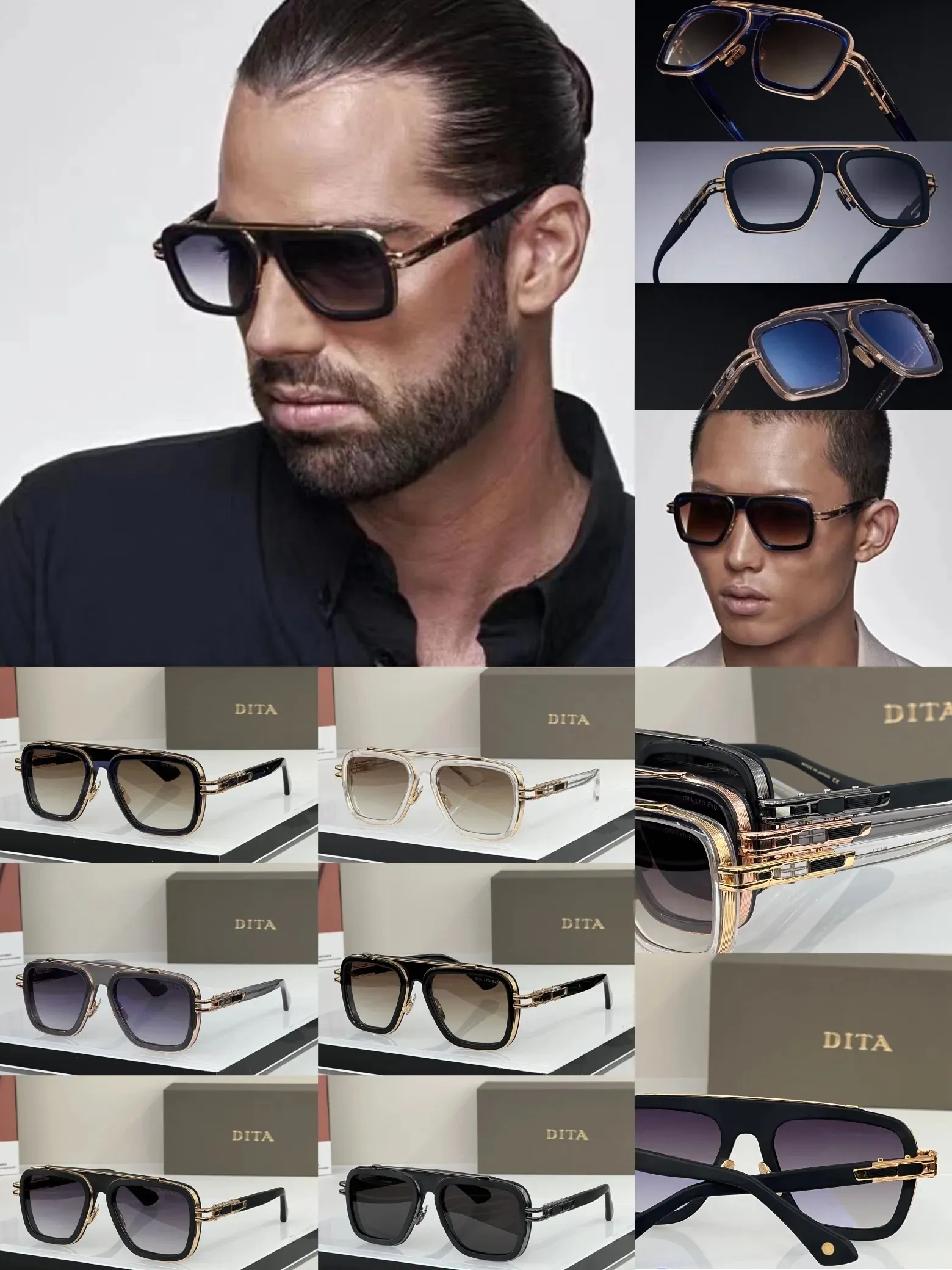 DITA LXN-EVO Sunglasses For Men Women Retro Eyeglasses UV400 Outdoor Shades Acetate Frame Fashion Classic Lady Sun glasses Mirrors With Box DTS403 SIZE54-19