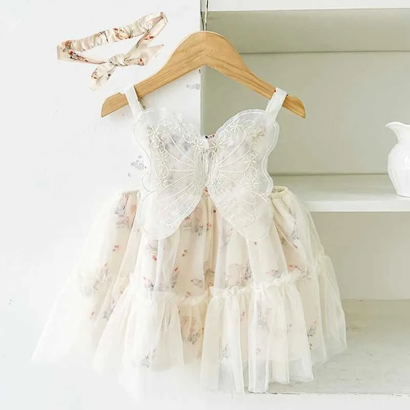Abiti da ragazza 2 pezzi Summer Baby Girl Dress Abbigliamento Prescool Set di abbigliamento per farfalla Sleeve Sleeve Sleevelette Dressimi imbracati per bambini manichetta.