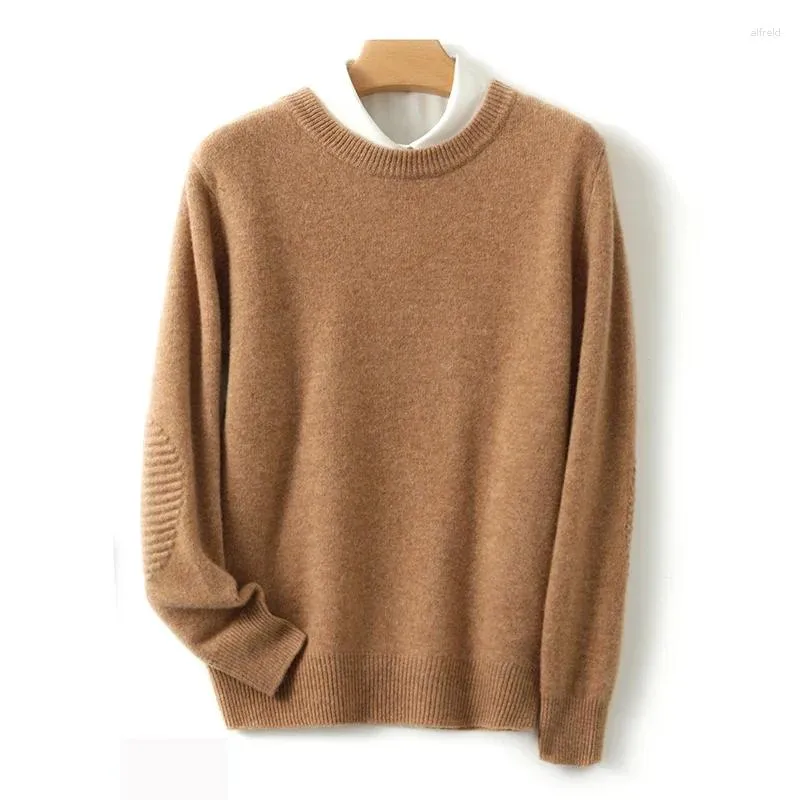 メンズセーターセーターセーター秋と冬Oネックは純粋なウール編みのソリッドカラーファッションプルオーバートップを厚くします