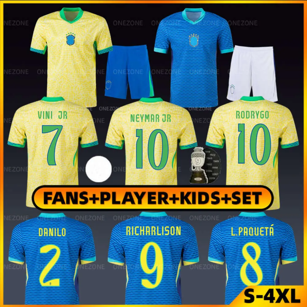 Brasil Brazil 2024 Copa America Soccer Jersey 24 25 Neymar Vini Jr Football Shirt Kids Kit Richarlison Rodryo Bruno G Martinelli G.Jesus L.Paqueta Pedro Casemiro