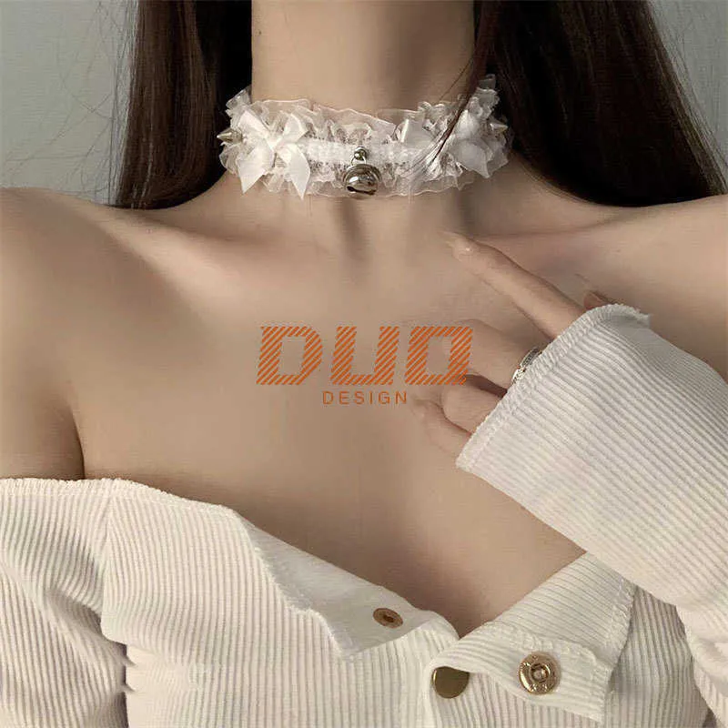 Bow Lace Collar Girls Summer Neck Riem choker nek accessoires sleutelbeen ketting sexy kleine bel hoogwaardige ketting