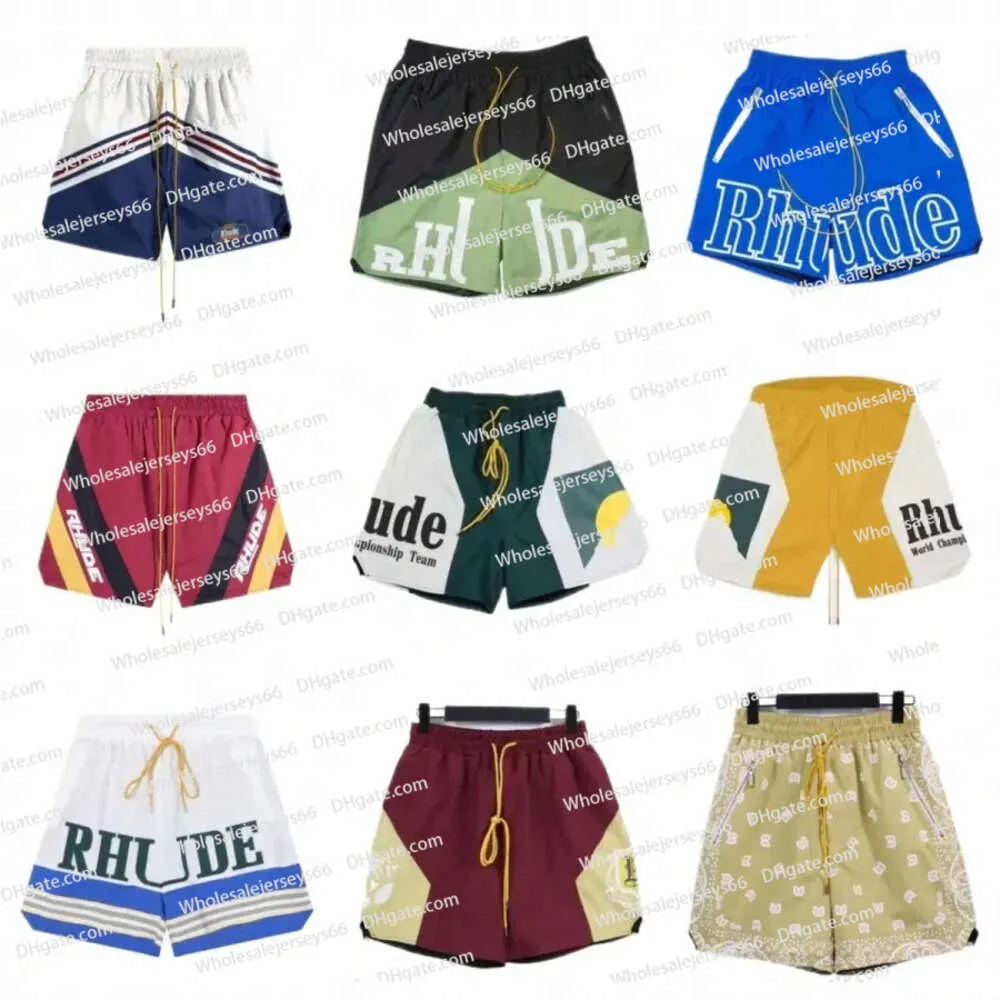 2024 NOUVEAU RHUDE BASKETBALS Shorts pour hommes Place courte Pantalon Sports Fi Shorts Summer Casual Polyday Sèche rapide Mesh respirant