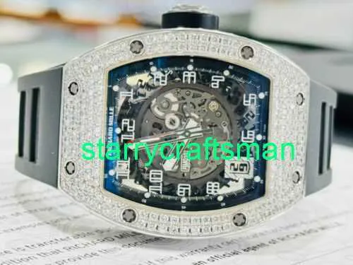 RM Luksusowe zegarki mechaniczne młyny RM010 An 18K Oro Bianco Fabbica Orologio Diamanti Scatola/Papers ST6I