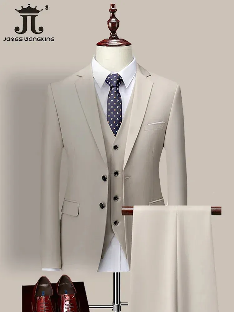 14 Kleur M-6xl Jacket Vestpants High-End Brand Formele Business Mens Suit driedelige bruidegom trouwjurk solide kleurenpak 240507
