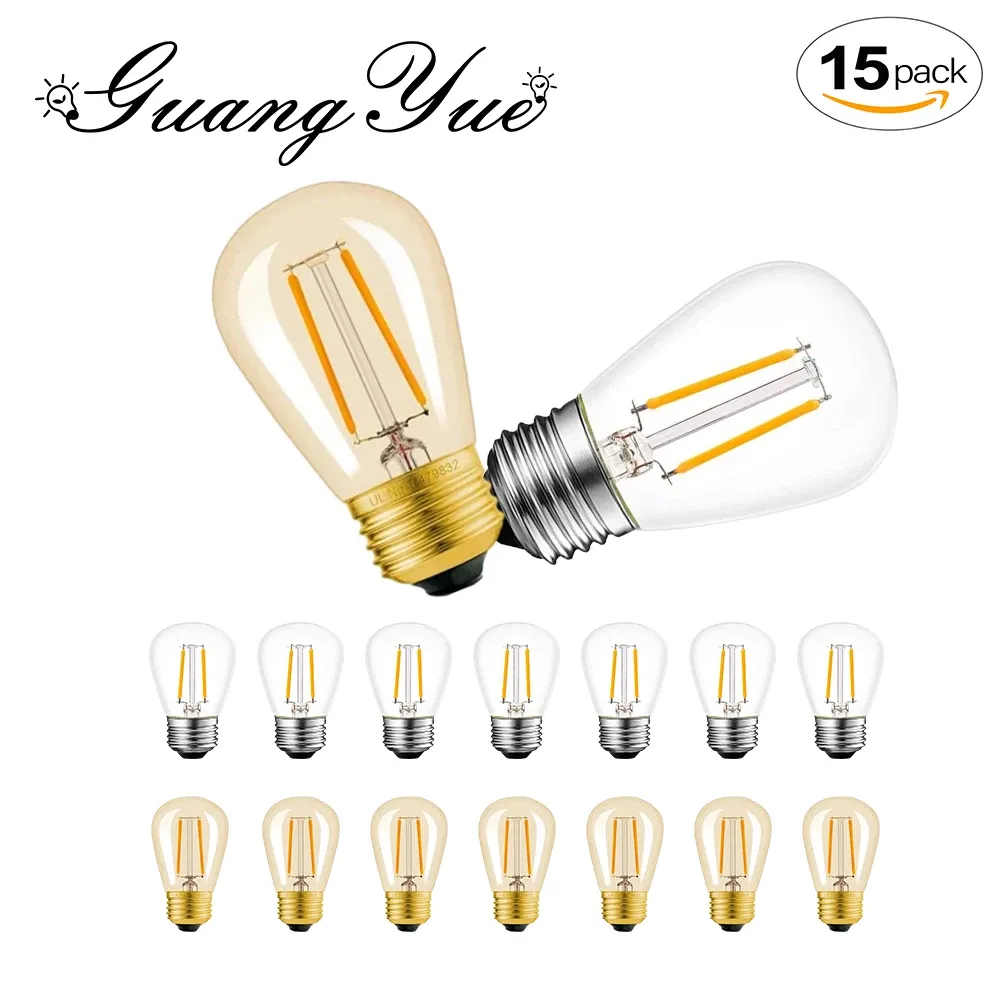 Decorações 15pcs S14 Bulbos de plástico vintage LED E27 E26 110V 220V 2W HAX WHIT WHIT STACHOFT String Light Outdoor Wedding Decoration