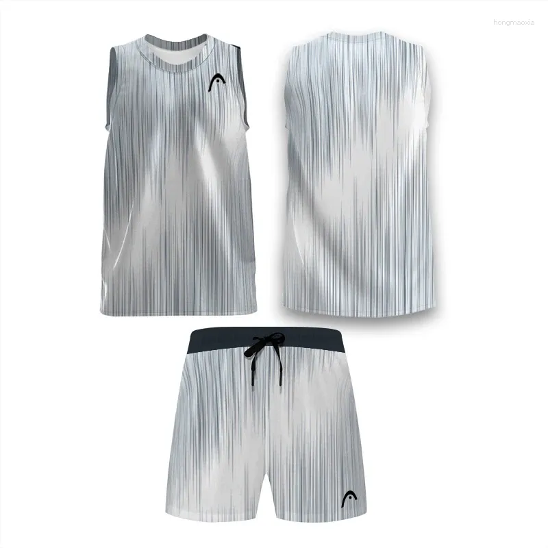 Tracksuits voor heren zomer verticaal ontwerp tennis badminton mouwloze sportvest shorts set snel drogende zweet loopt fitness tweedelig