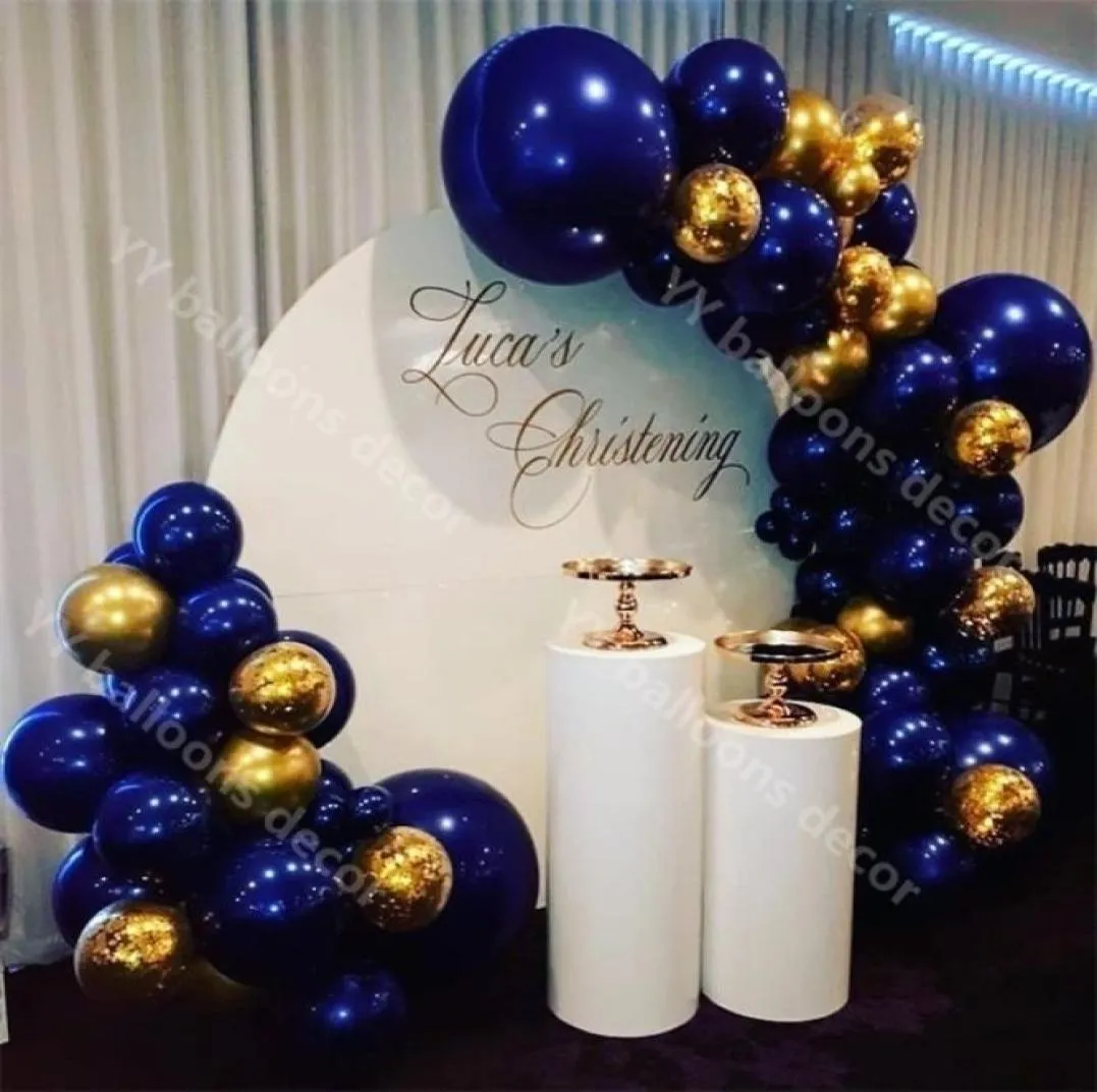 81pcs ballon Garland Arch Navy Blue Confettti Gold Latex ballons Balloons d'anniversaire Anniversaire Année de fête Fournitures T200628076751