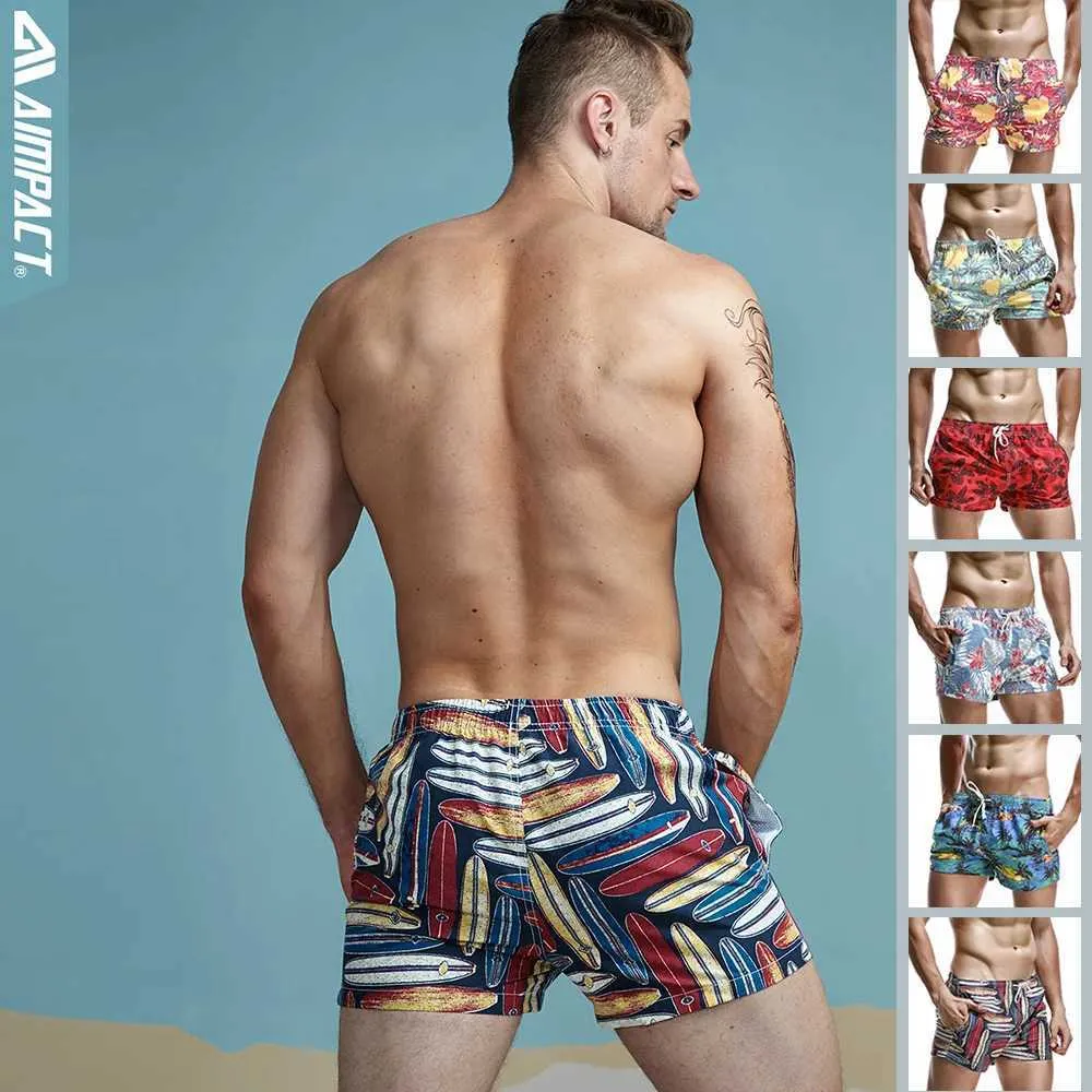 Shorts pour hommes Aimpact Mens Shorts mode Fashion Casual Imprimée de plage Swimming Swimming Loose Pantal