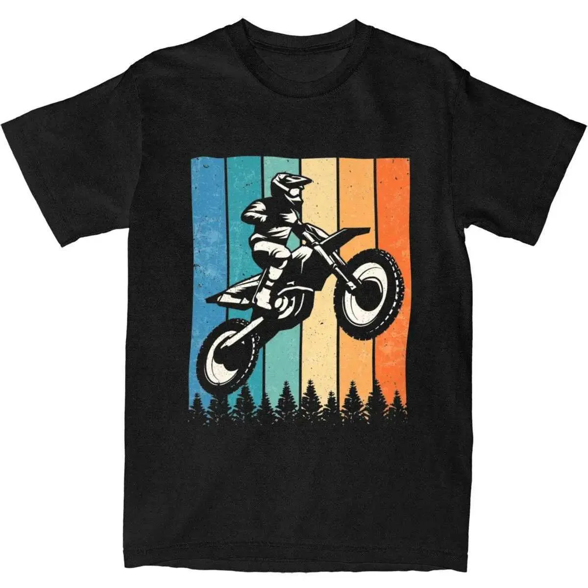 T-shirts voor heren Retro Earth Bicycle T-shirt Mens Motorfiets Off Road Bicycle Rider Retro Cotton T-Shirt Summer O-Neck Harajuku T-shirt Extra grote kledingl2405